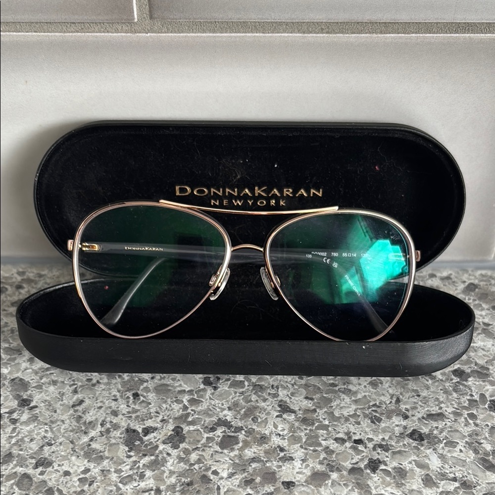 Donna Karan Gold Aviator Sunglasses
